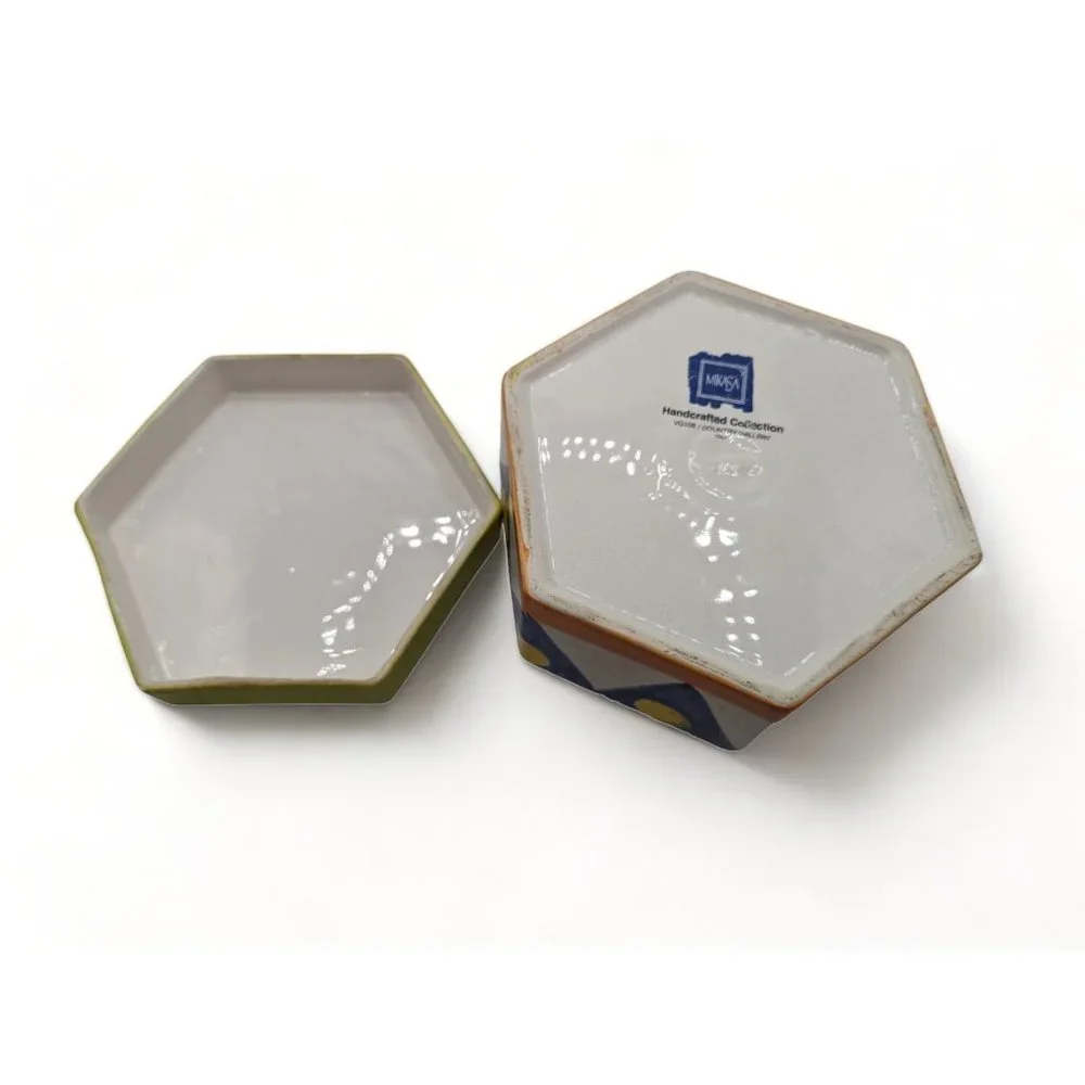 Vintage Mikasa Handcrafted Blue Tulip Ceramic Box Italy Country Gallery